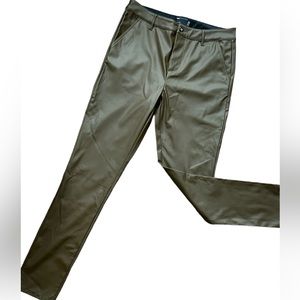 Olive Green Faux Leather Pants